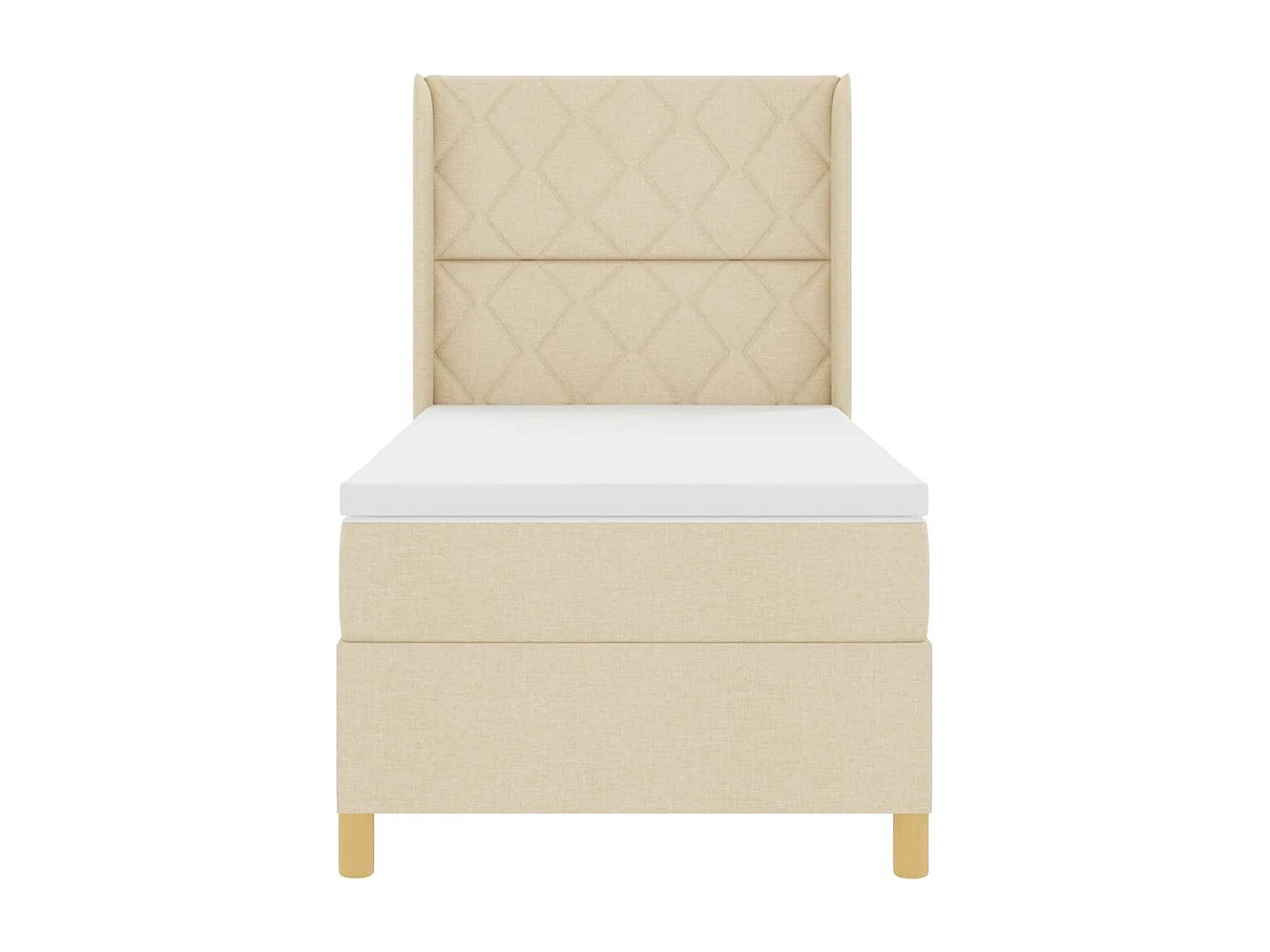 Cadre de lit avec matelas Crème 100 x 200 cm tissu