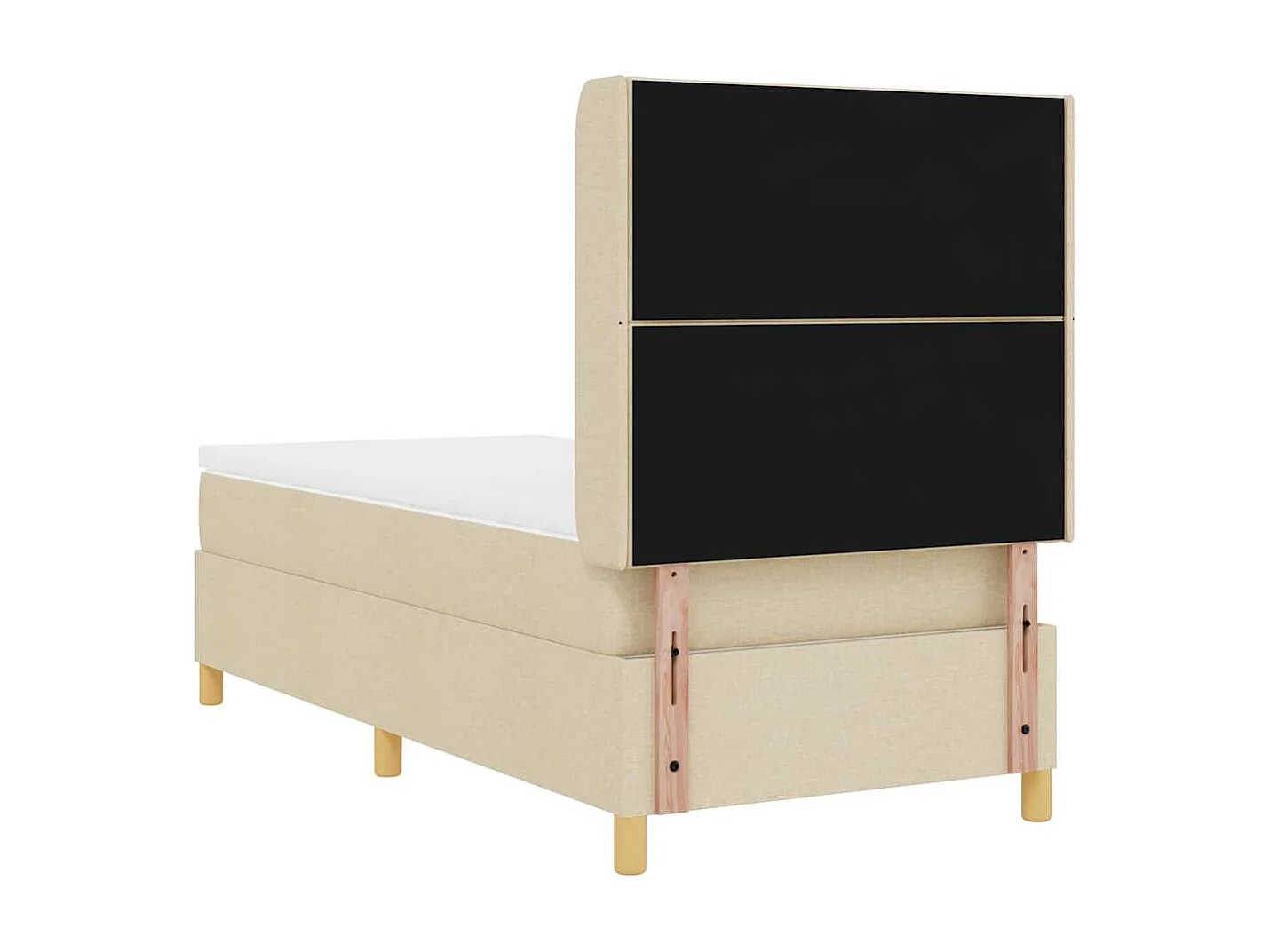 Cadre de lit avec matelas Crème 100 x 200 cm tissu