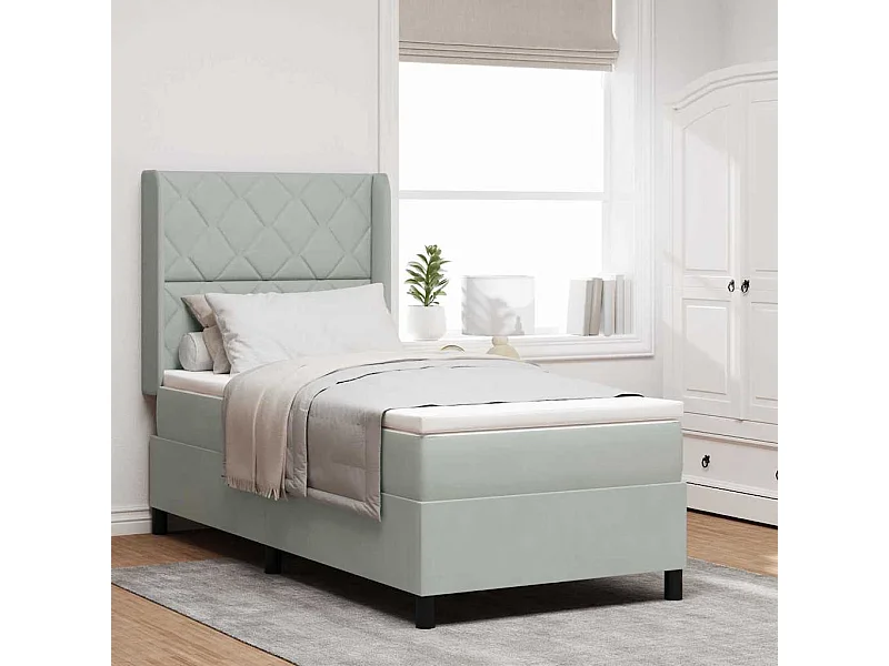 Cadre de lit avec Matelas LED Gris clair 90 x 200 cm Velours