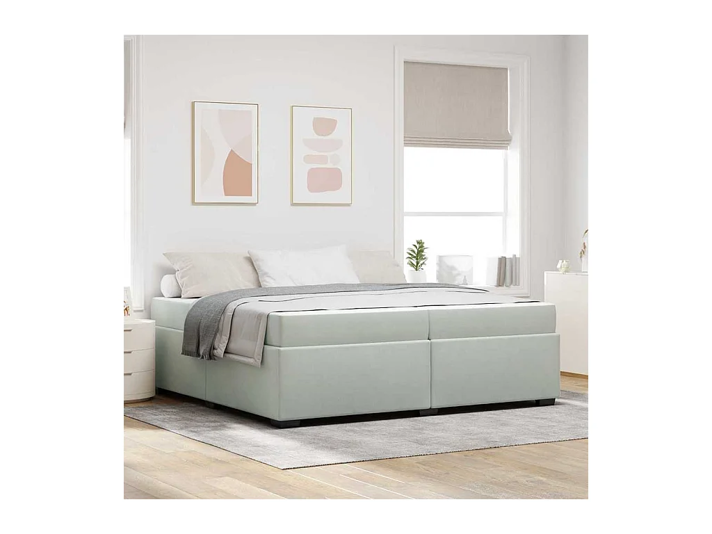 Cadre de lit avec matelas Gris clair 200 x 200 cm Velours