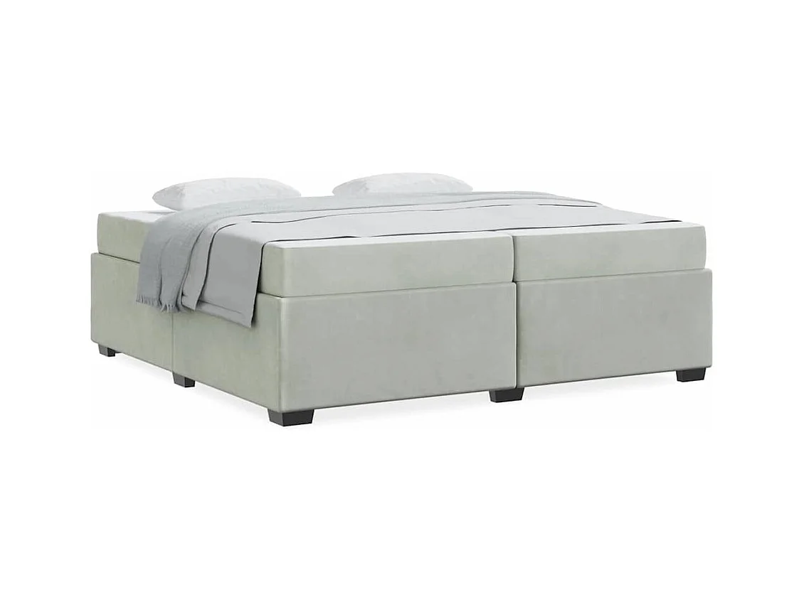 Cadre de lit avec matelas Gris clair 200 x 200 cm Velours