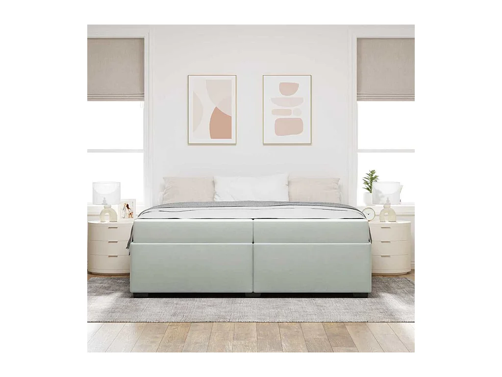 Cadre de lit avec matelas Gris clair 200 x 200 cm Velours