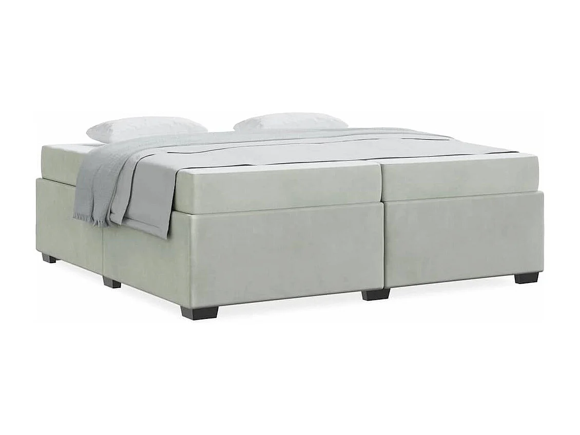 Cadre de lit avec matelas Gris clair 200 x 200 cm Velours