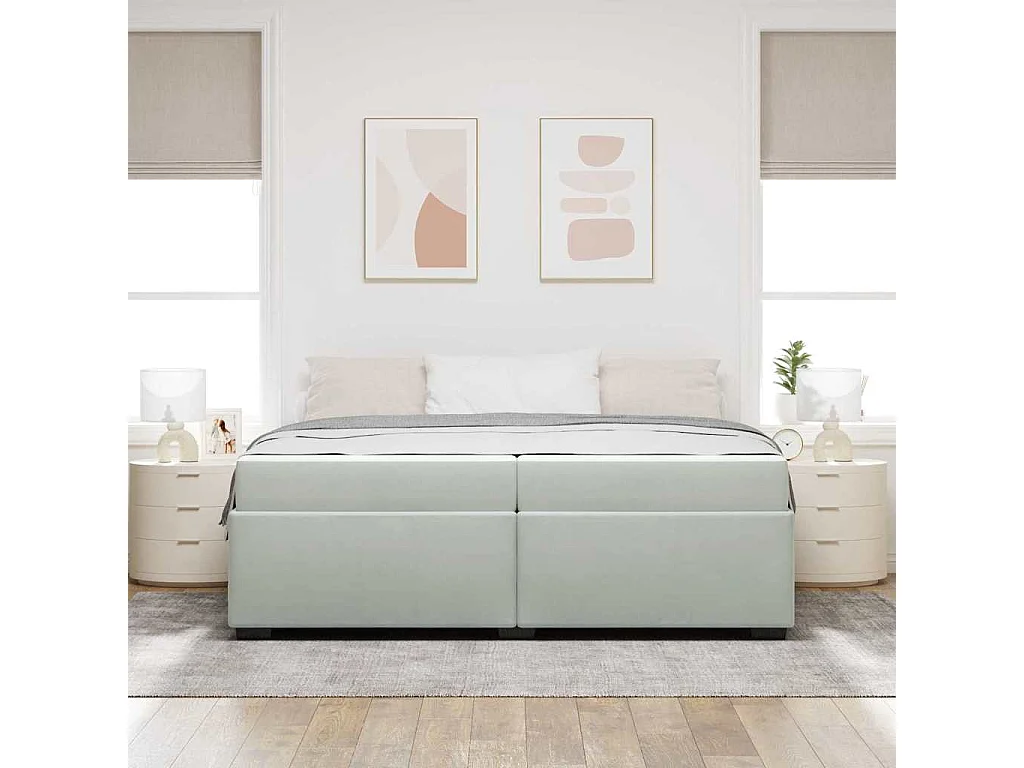 Cadre de lit avec matelas Gris clair 200 x 200 cm Velours