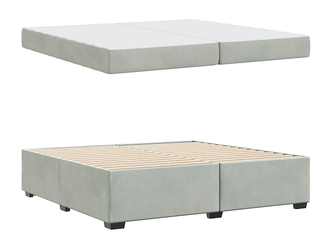 Cadre de lit avec matelas Gris clair 200 x 200 cm Velours
