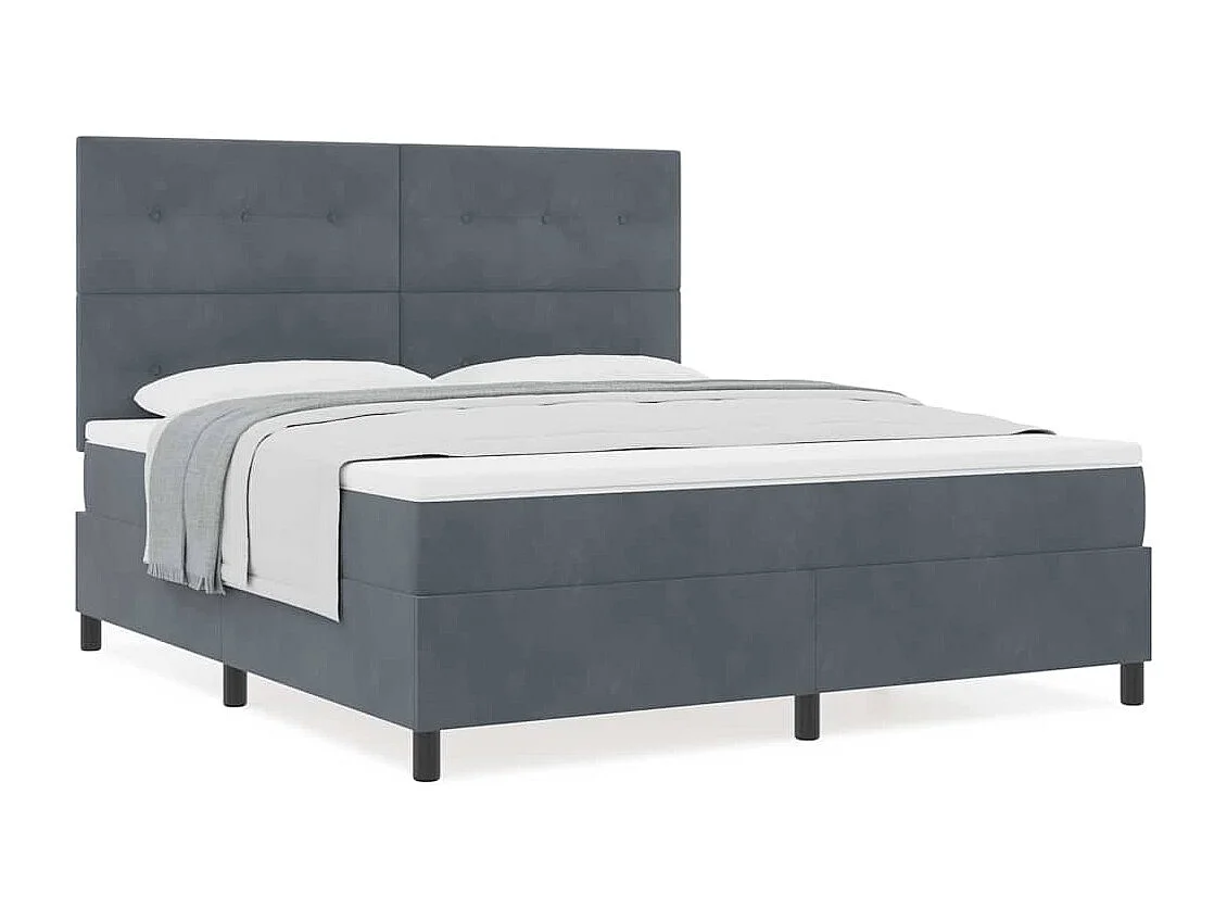 Cama tipo Box Spring Gris oscuro 180 x 200 cm Terciopelo