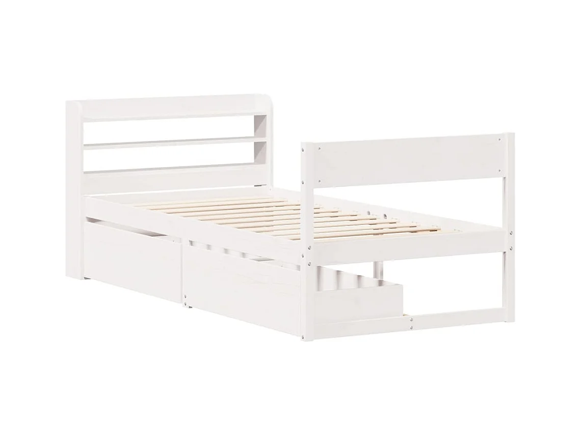 Cadre de lit sans matelas blanc 90x190 cm bois de pin massif