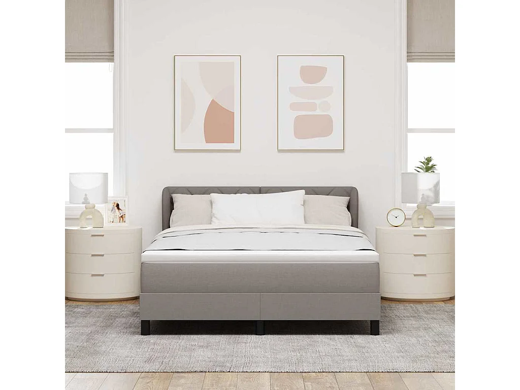Cadre de lit avec matelas Taupe 140 x 190 cm tissu