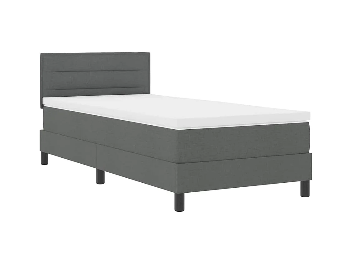 Cadre de lit avec matelas Gris foncé 100 x 200 cm tissu