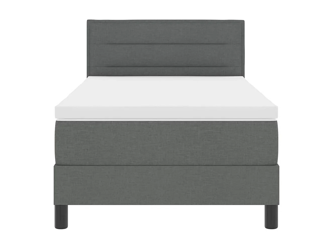 Cadre de lit avec matelas Gris foncé 100 x 200 cm tissu