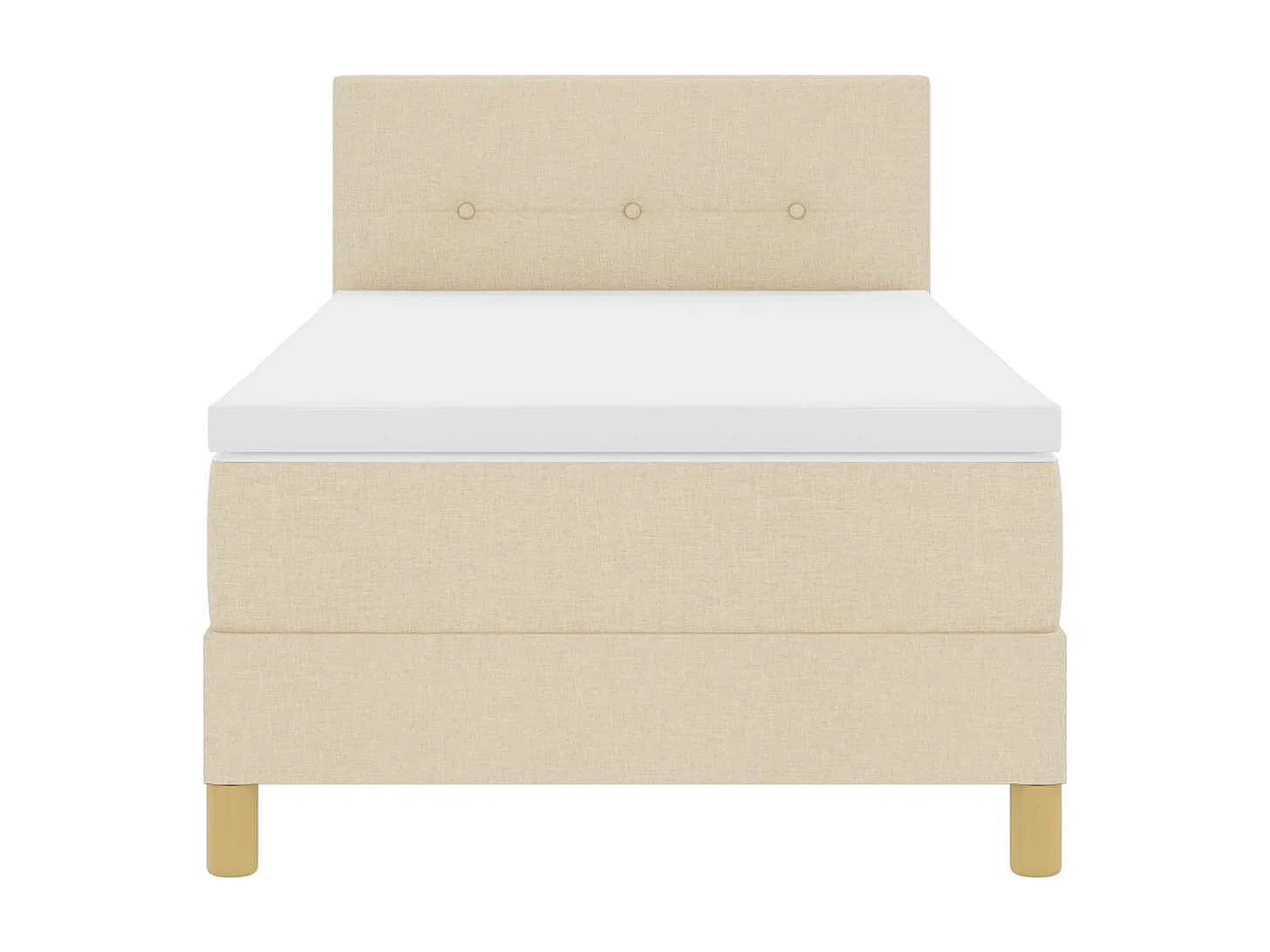 Cama box spring com colchão Creme 90 x 190 cm tecido