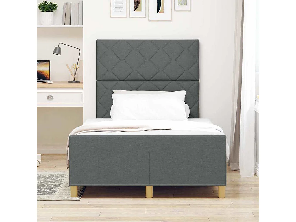 Estrutura da Cama Cinzento escuro 120 x 190 cm tecido