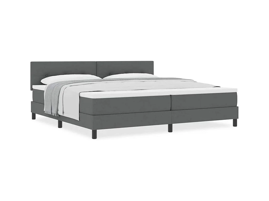 Cadre de lit avec matelas Gris foncé 200 x 200 cm tissu