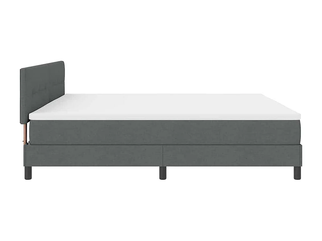 Cadre de lit avec matelas Gris foncé 200 x 200 cm tissu