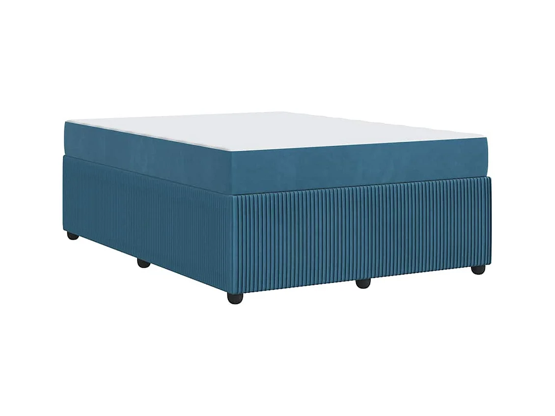 Cadre de lit avec matelas Bleu 140 x 200 cm Velours