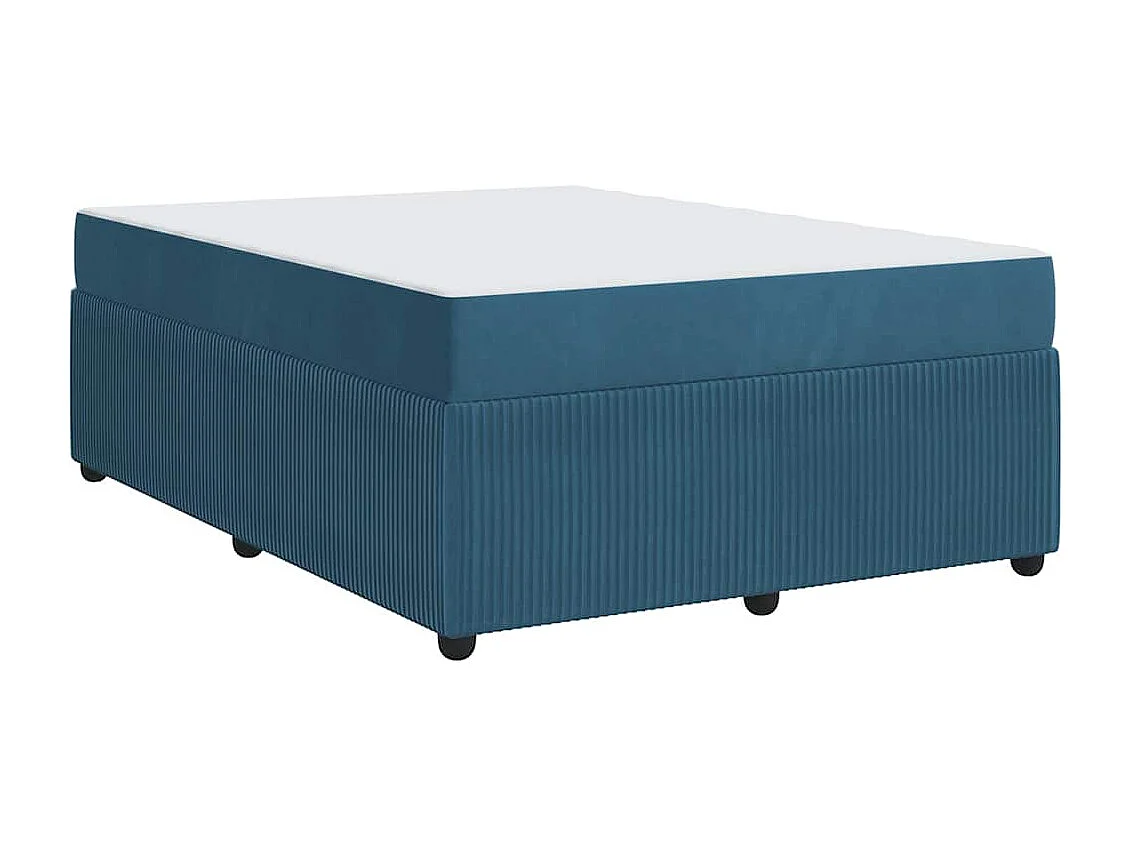 Cadre de lit avec matelas Bleu 140 x 200 cm Velours