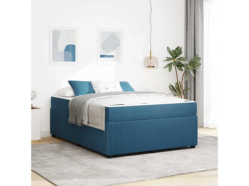 Estructura de cama con colchón Azul 140 x 200 cm Terciopelo