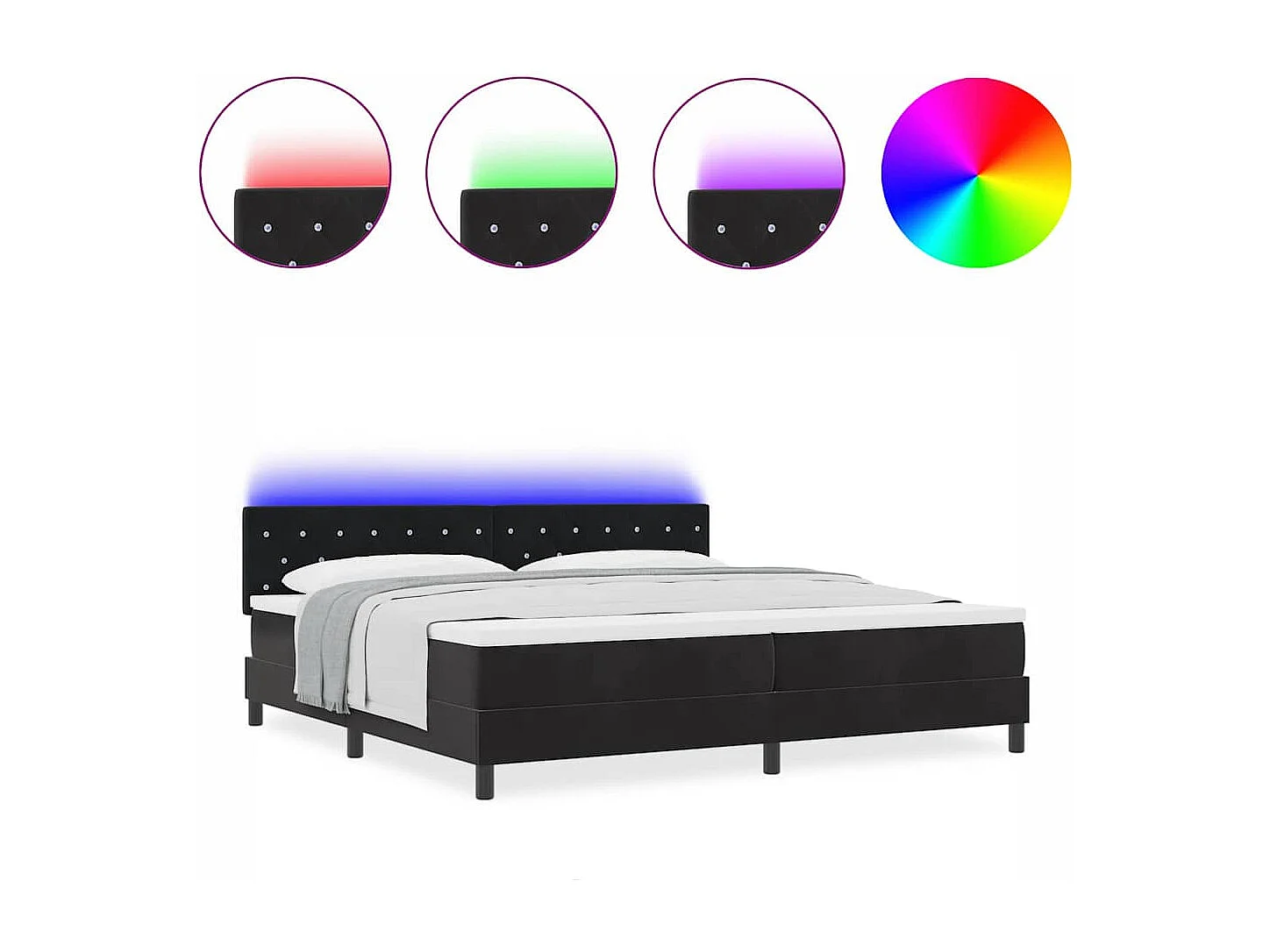 Cadre de lit avec matelas Noir 200 x 200 cm Velours