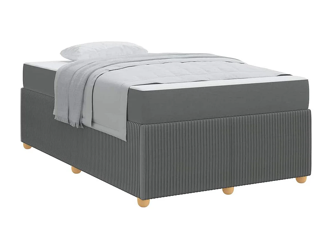 Cadre de lit avec matelas Gris foncé 120 x 200 cm tissu