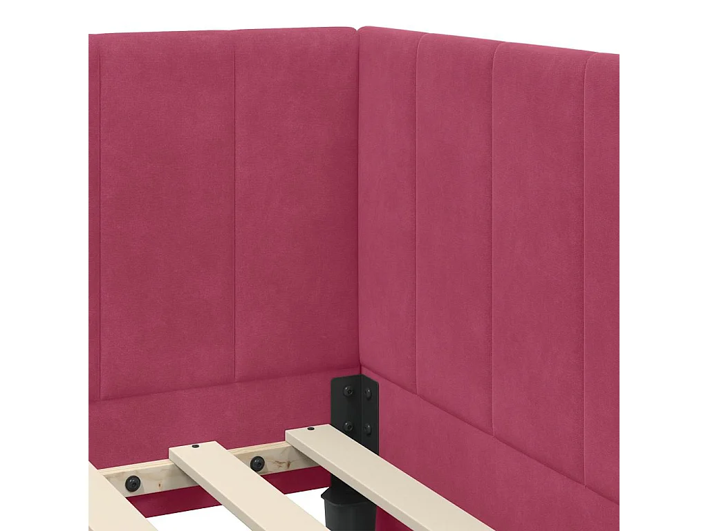 Cadre de lit d'angle Rouge bordeaux 100 x 200 cm Velours