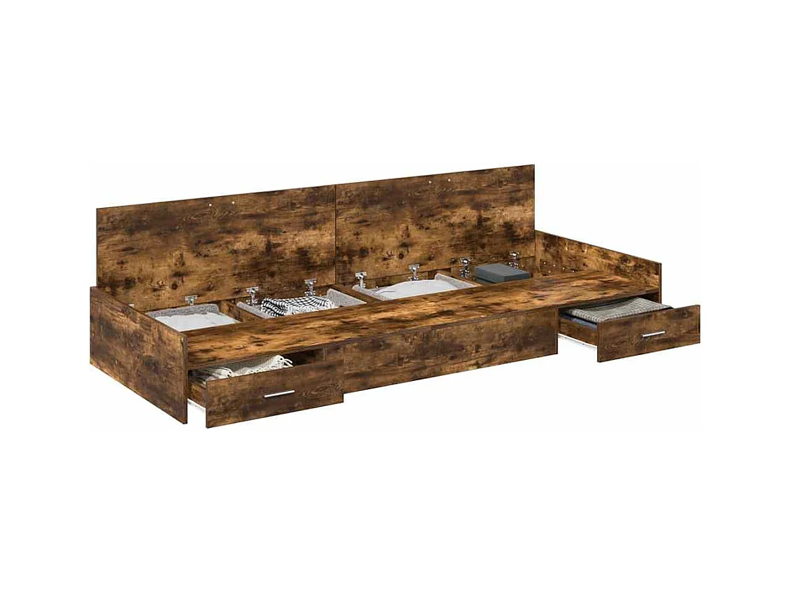 Cadre de lit avec rangement Chêne fumé 75 x 190 cm Bois d'ingénierie