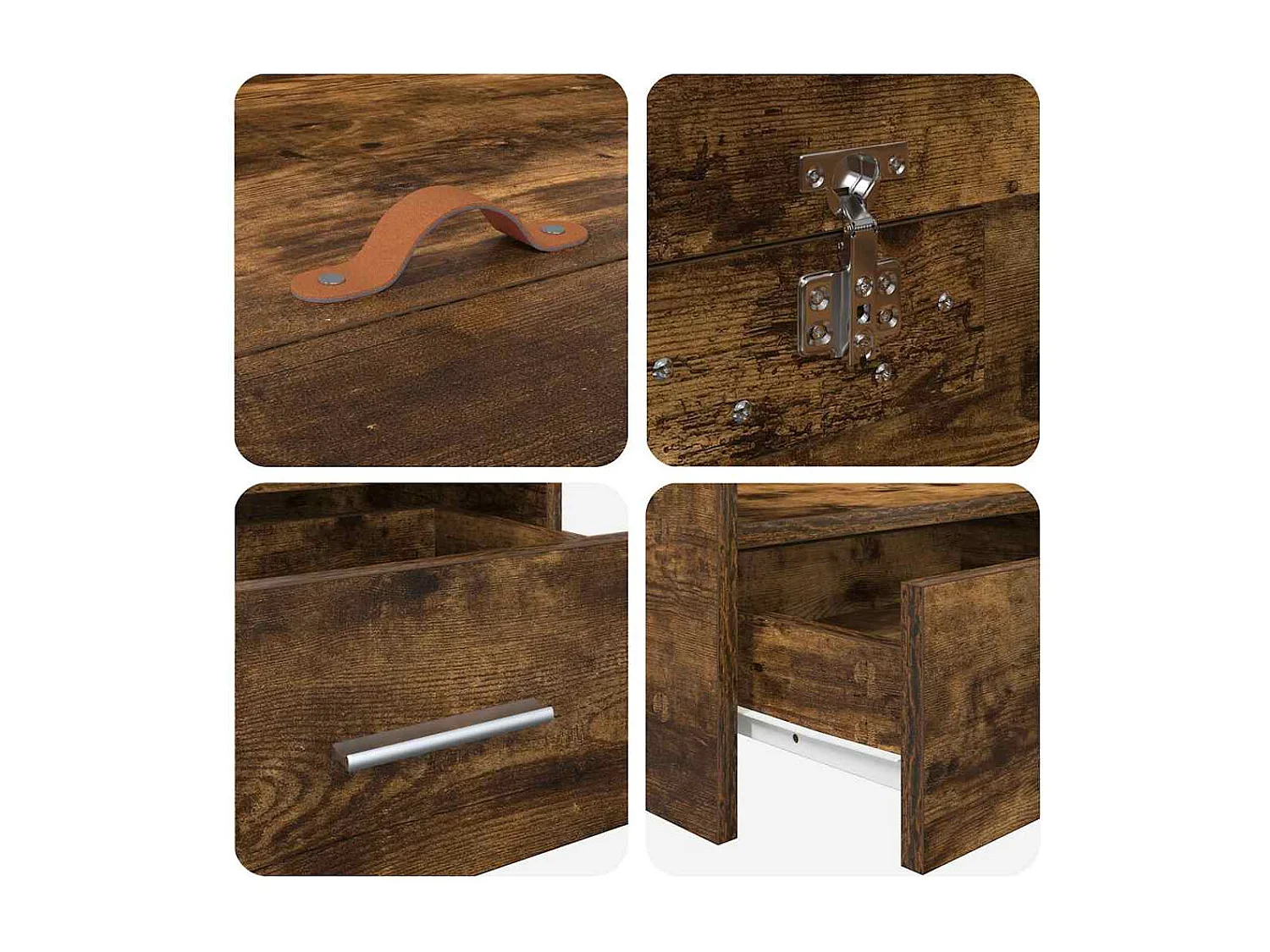 Cadre de lit avec rangement Chêne fumé 75 x 190 cm Bois d'ingénierie