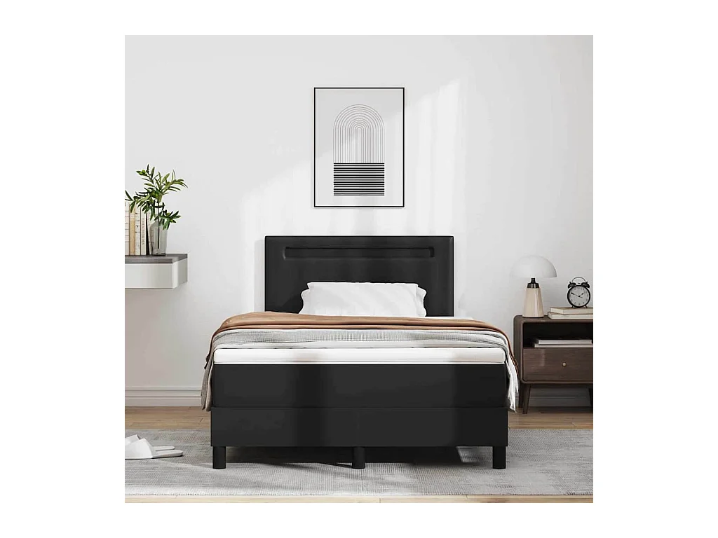 Cadre de lit avec matelas Noir 120 x 200 cm Faux cuir