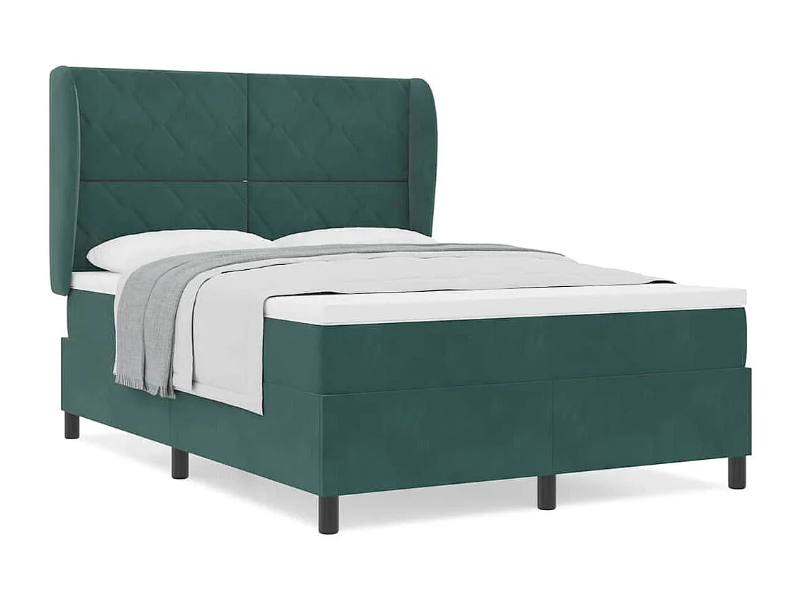 Cadre de lit avec matelas Vert foncé 160 x 200 cm Velours