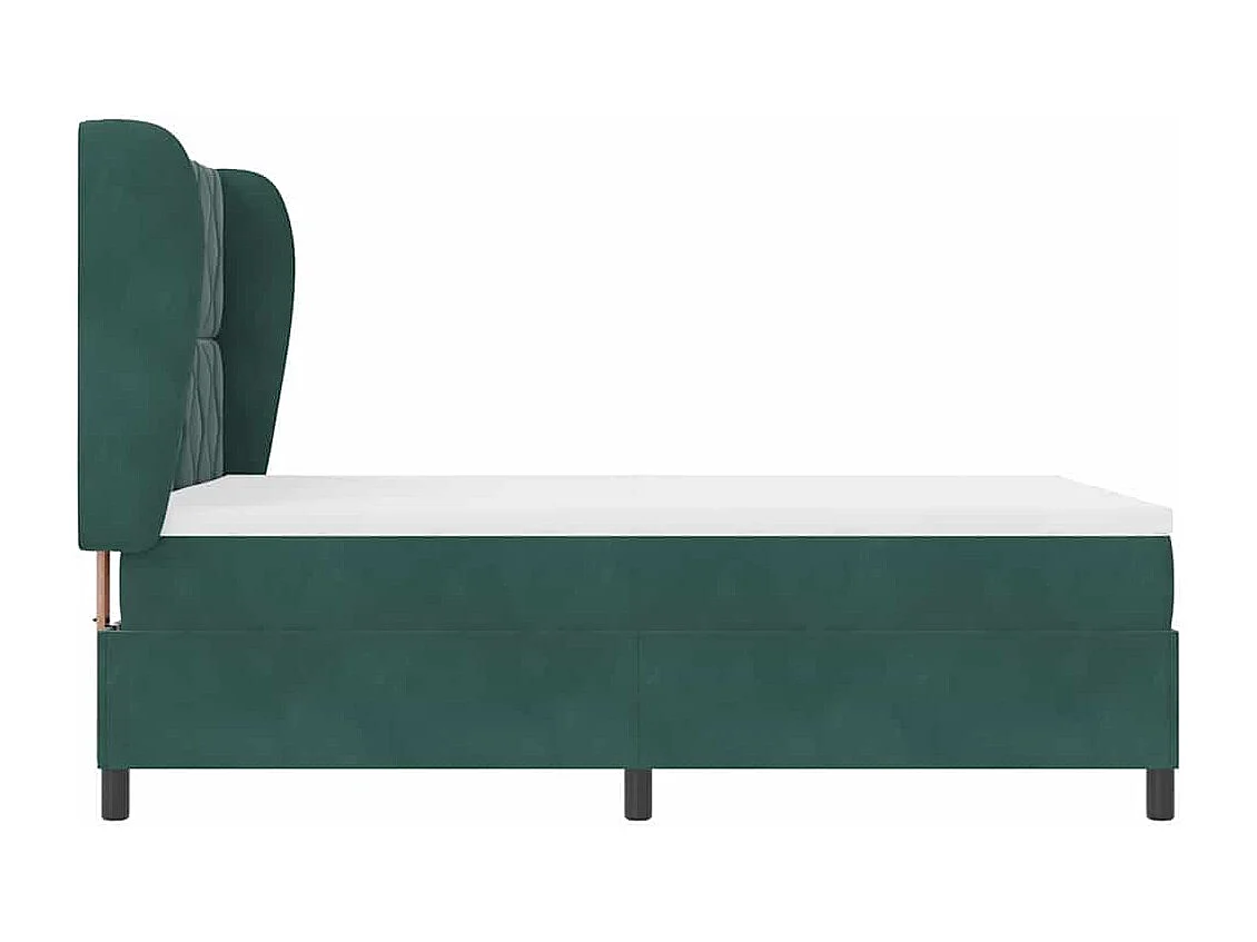 Cadre de lit avec matelas Vert foncé 160 x 200 cm Velours