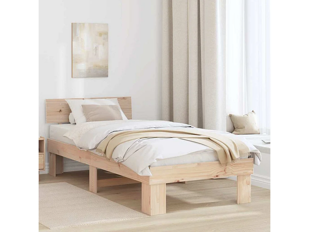 Estructura de cama Marrón 90 x 200 cm Madera maciza de pino