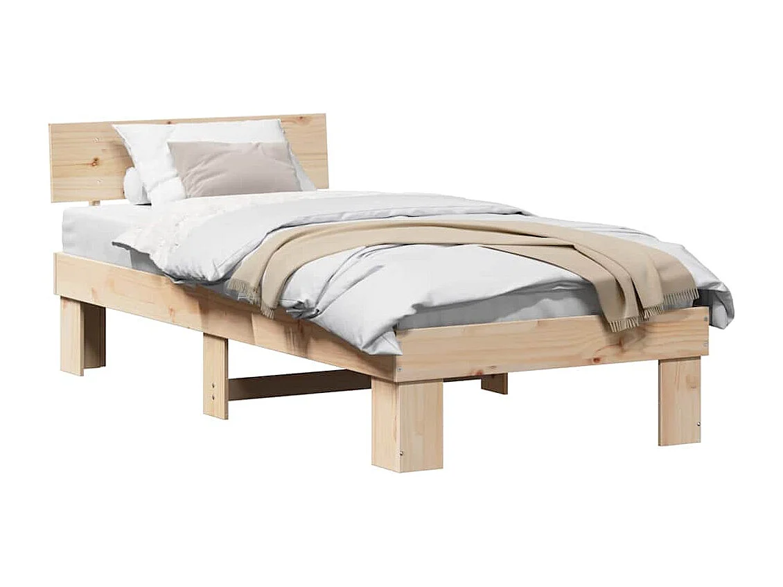 Estructura de cama Marrón 90 x 200 cm Madera maciza de pino