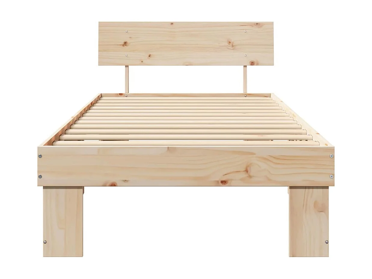 Estructura de cama Marrón 90 x 200 cm Madera maciza de pino