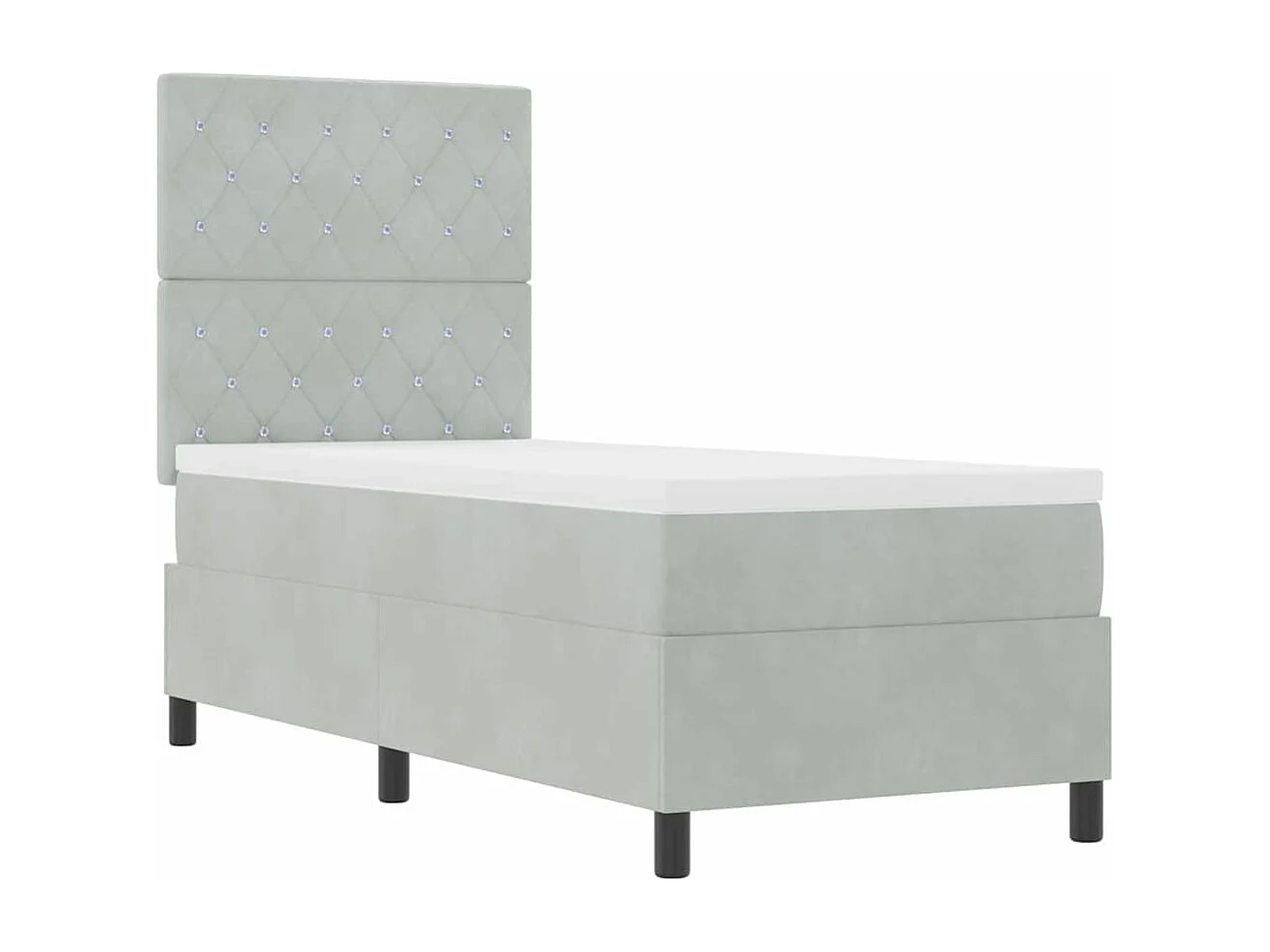 Cama tipo Box Spring Gris claro 80 x 200 cm Terciopelo