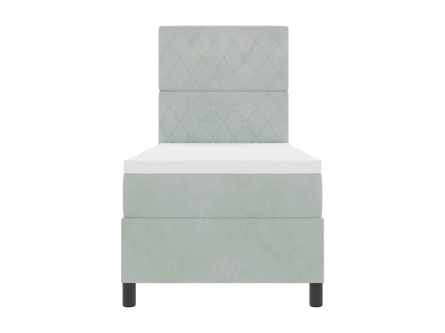 Cama tipo Box Spring Gris claro 80 x 200 cm Terciopelo