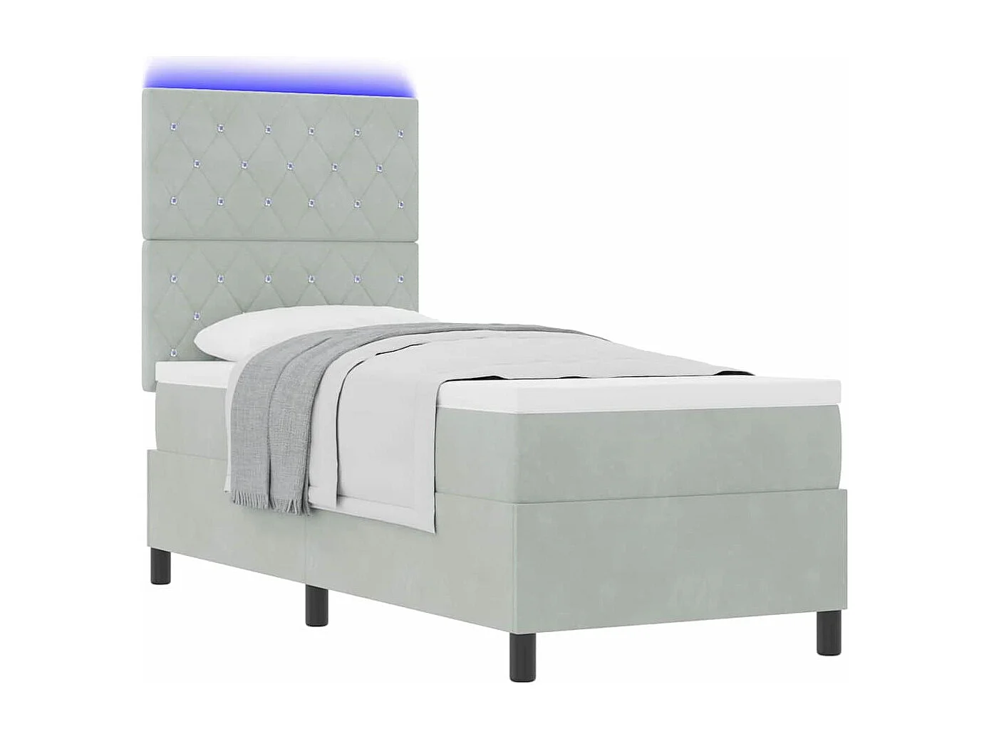 Cadre de lit avec matelas Gris clair 80 x 200 cm Velours