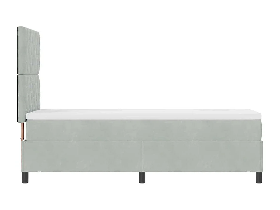 Cadre de lit avec matelas Gris clair 80 x 200 cm Velours