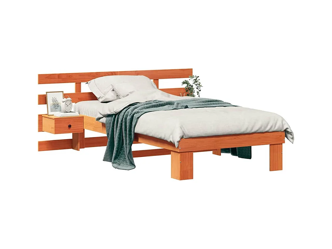 Cadre de lit Marron cire 75 x 190 cm Bois massif en pin