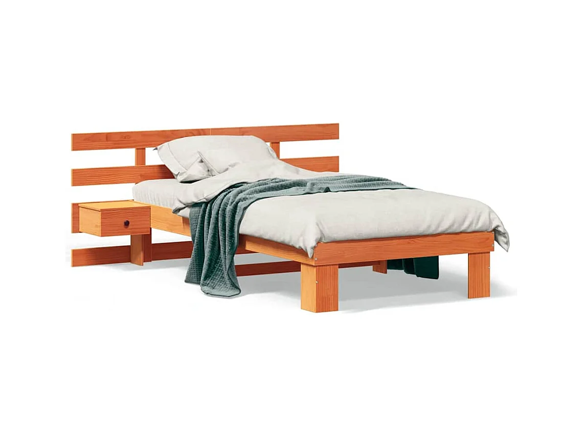 Cadre de lit Marron cire 75 x 190 cm Bois massif en pin