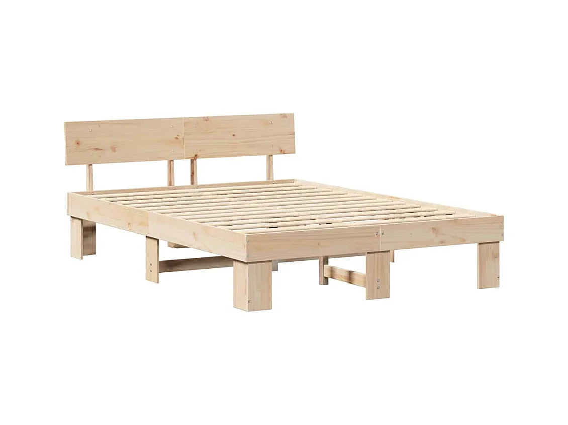 Estructura de cama Marrón 150 x 200 cm Madera maciza de pino