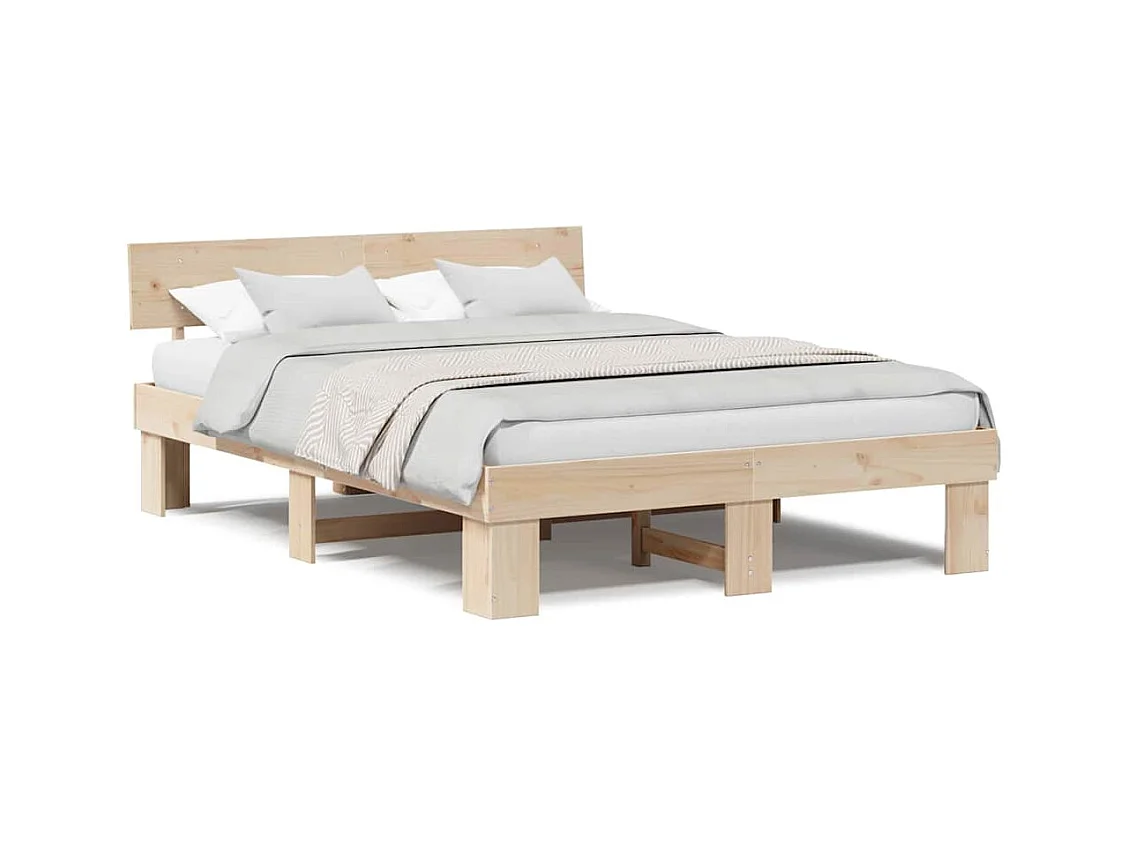 Estructura de cama Marrón 150 x 200 cm Madera maciza de pino