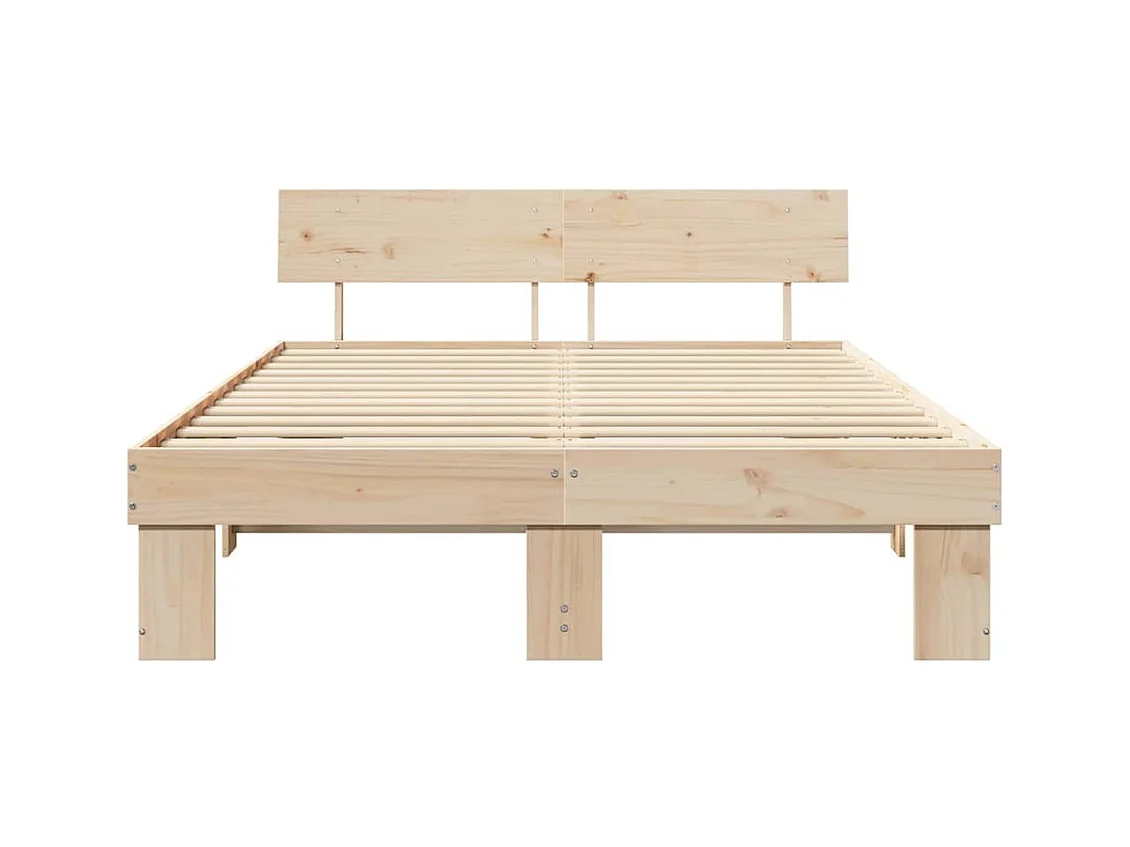 Estructura de cama Marrón 150 x 200 cm Madera maciza de pino