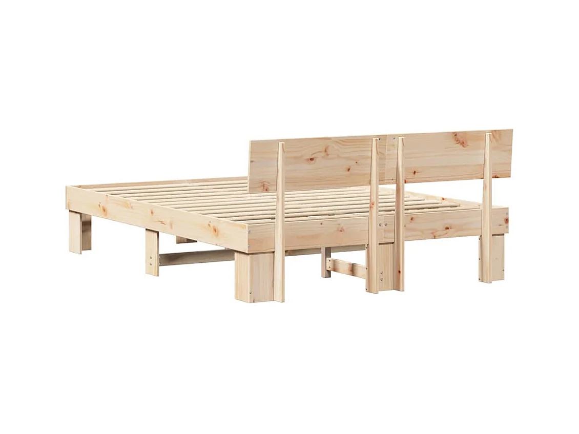 Estructura de cama Marrón 150 x 200 cm Madera maciza de pino