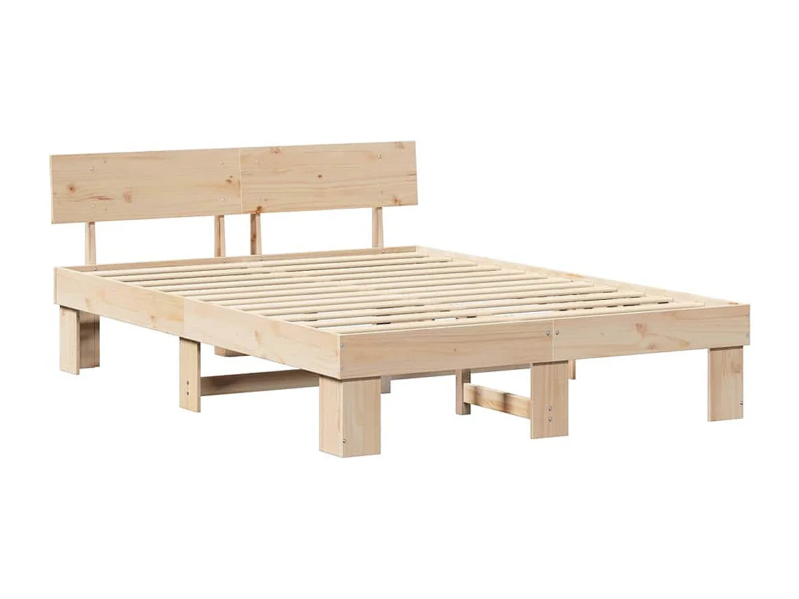 Estructura de cama Marrón 150 x 200 cm Madera maciza de pino