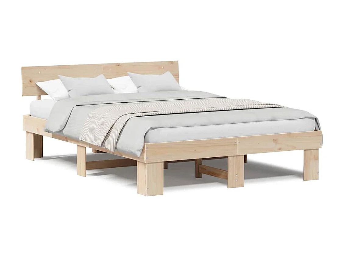 Estructura de cama Marrón 150 x 200 cm Madera maciza de pino