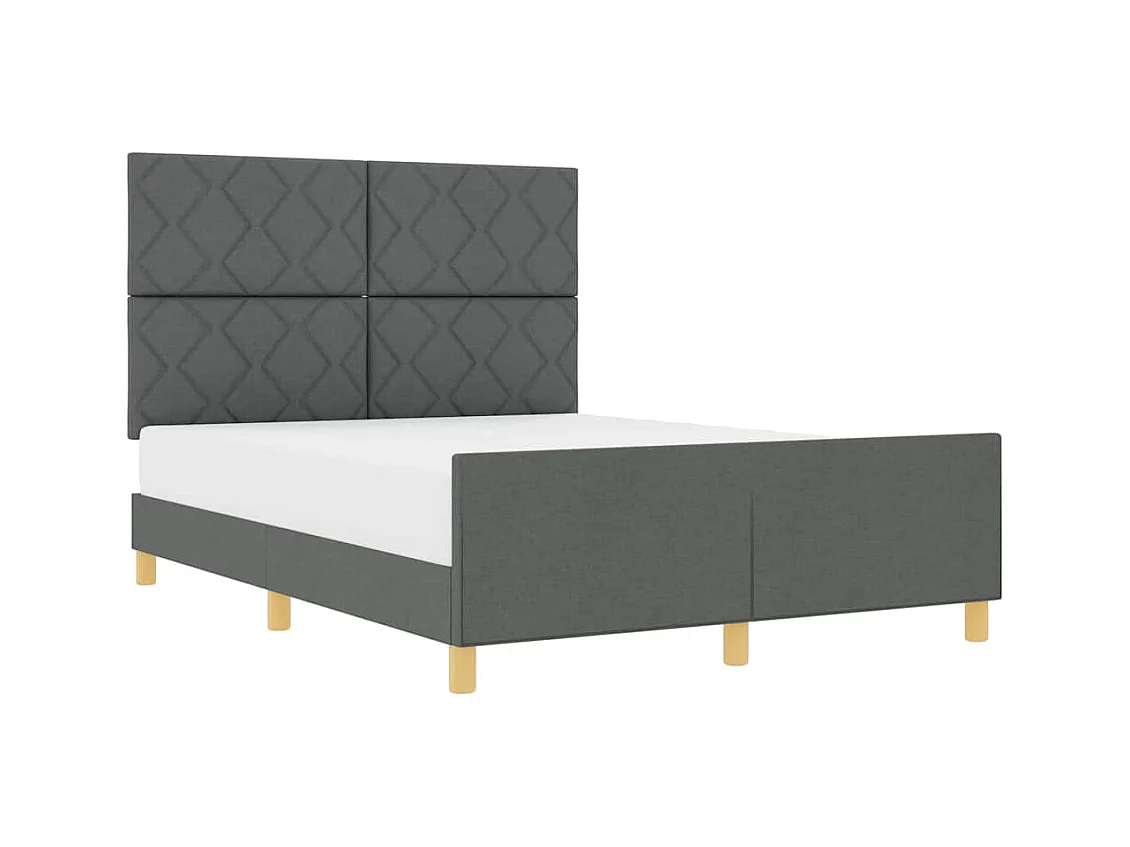 Cadre de lit avec tête de lit Gris foncé 140 x 200 cm tissu