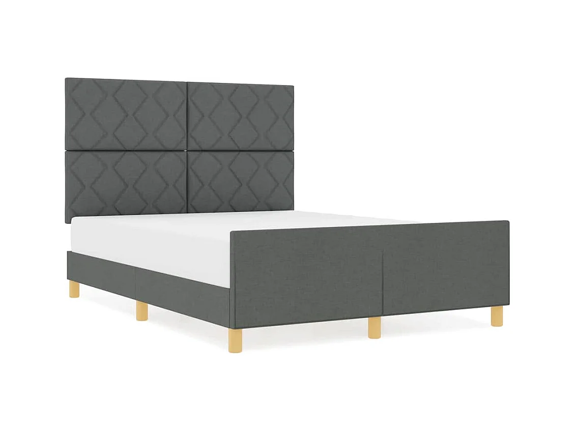 Cadre de lit avec tête de lit Gris foncé 140 x 200 cm tissu
