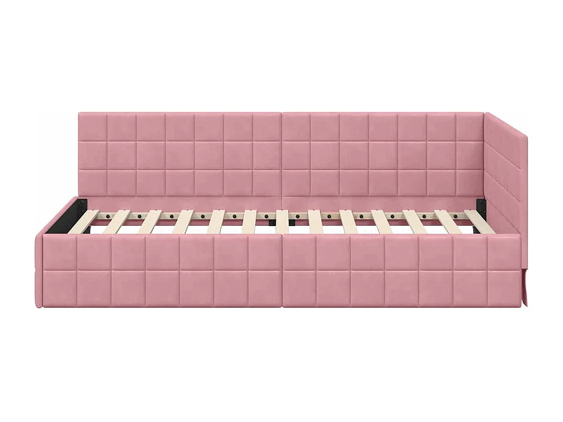 Cadre de lit d'angle avec tête de lit Rose 100 x 200 cm Velours