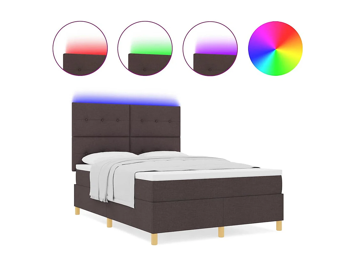 Cadre de lit avec matelas Marron foncé 140 x 190 cm tissu