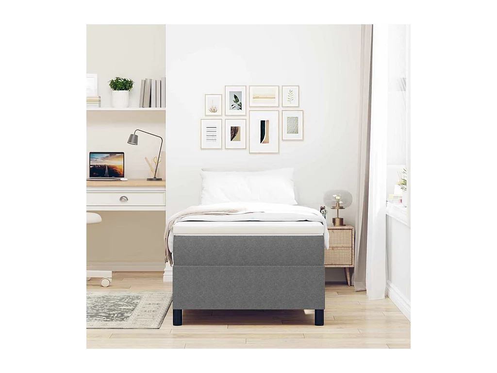 Cadre de lit Gris clair 90 x 200 cm Tissu en velours côtelé