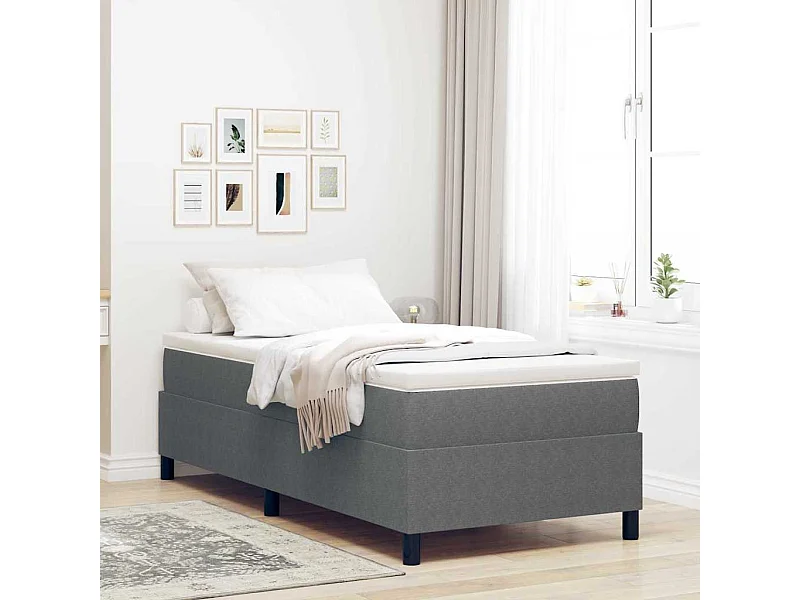 Cama tipo Box Spring Gris claro 90 x 200 cm Telas de pana